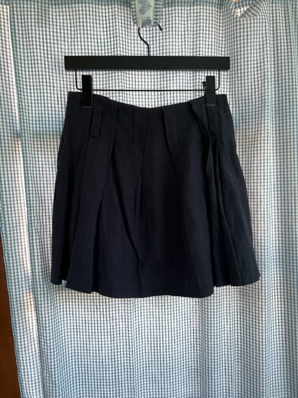 Navy Blue Pleated Mini Skirt